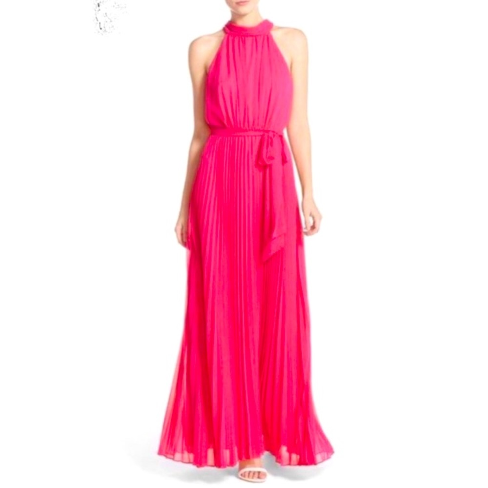ELIZA J Hot Pink Pleated Maxi Dress